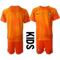 Billiga Portugal Målvakt Barnkläder Borta fotbollskläder till baby VM 2022 Kortärmad (+ Korta byxor)